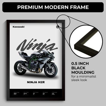 Kawasaki Ninja H2R Poster (A4, Framed)