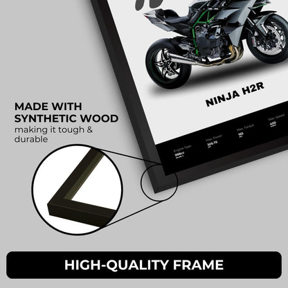 Kawasaki Ninja H2R Poster (A4, Framed)