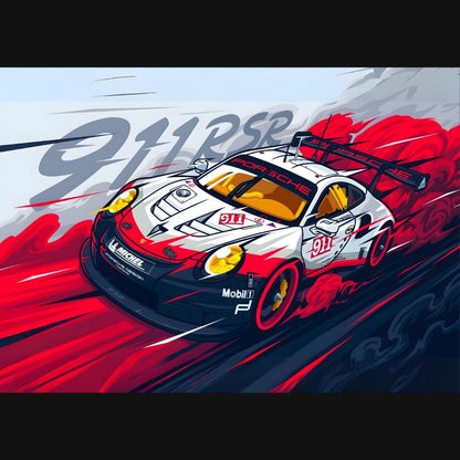 Porsche 911 RSR | Car Poster | Vector Graphic